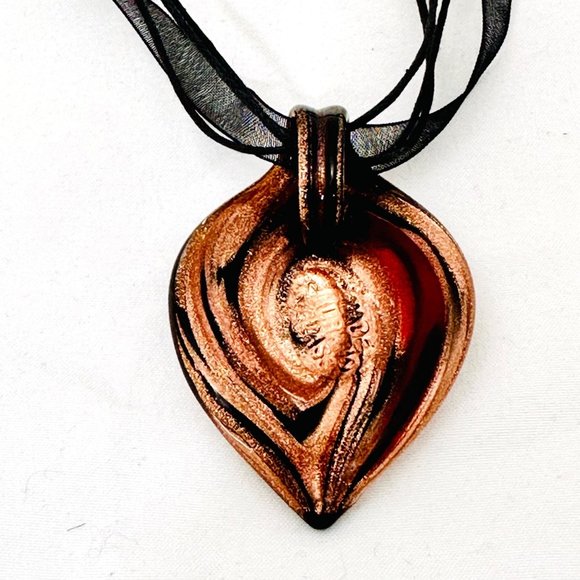 Art Glass Pendant on Ribbon Cord - Picture 4 of 6